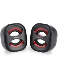 Altavoces 2.0 equip life mini 6w rms color negro y rojo jack 3.5 pulgadas alimetancion usb