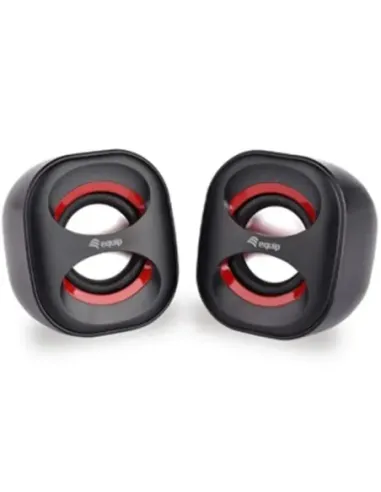 Altavoces 2.0 equip life mini 6w rms color negro y rojo jack 3.5 pulgadas alimetancion usb