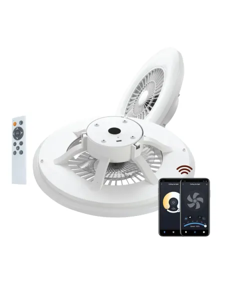 Lampara techo muvit io wifi 40w blanco + ventilador 20w