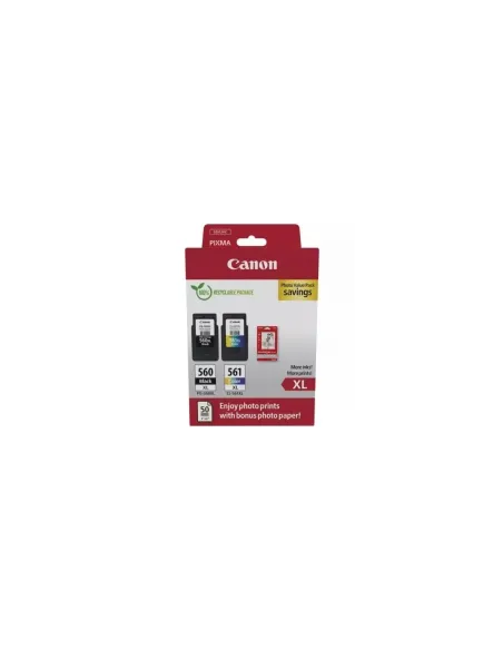 Cartucho de Tinta Original Canon PG-560XL + CL-561XL Multipack Alta Capacidad/ Negro/ Tricolor + Papel Fotográfico