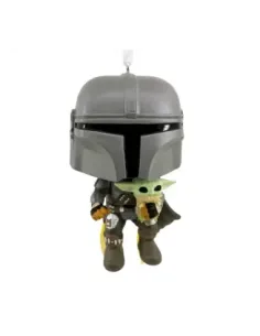 Adorno de navidad funko star wars mandaloriano & grogu  figura de resina