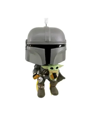 Adorno de navidad funko star wars mandaloriano & grogu  figura de resina