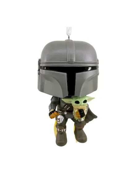 Adorno de navidad funko star wars mandaloriano & grogu  figura de resina