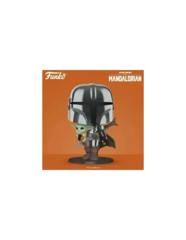 Funko pop star wars the mandalorian el mandaloriano xl version armadura cromatica con yoda en brazos 49931