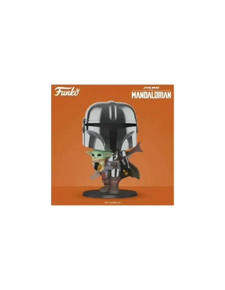 Funko pop star wars the mandalorian el mandaloriano xl version armadura cromatica con yoda en brazos 49931