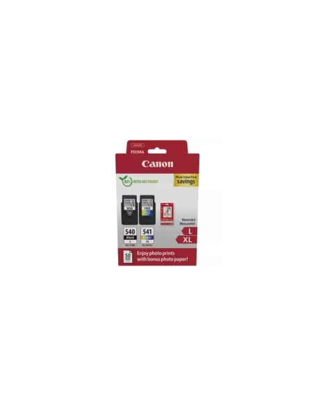 Cartucho de Tinta Original Canon PG-540L + CL-541 XL Multipack Alta Capacidad/ Negro/ Tricolor + Papel Fotográfico