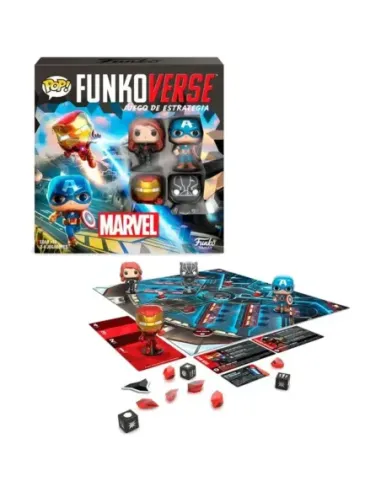 Juego de mesa funkoverse marvel edicion 100 capitan america iron man viuda negra & pantera negra 57518