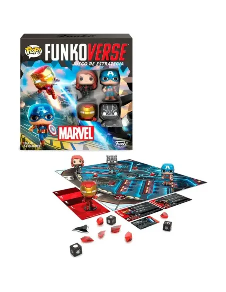 Juego de mesa funkoverse marvel edicion 100 capitan america iron man viuda negra & pantera negra 57518