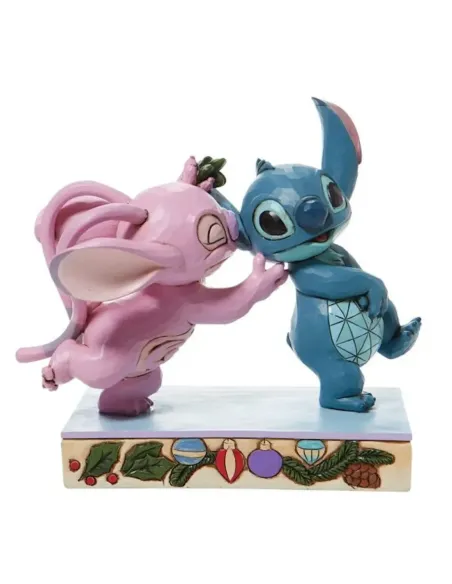 Figura enesco disney lilo & stitch stitch y angel con muérdago