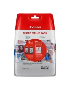 Multipack canon pg 545 xl+ cl 546 xl + papel 50 hojas (con alarmado)