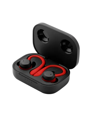 Auriculares deportivos spartan bluetooth 5.3 manos libres accesorios intercambiables detalles en rojo