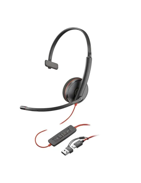 Auriculares poly monoaurales blackwire 3210 usb - c + adaptador usb - c - a