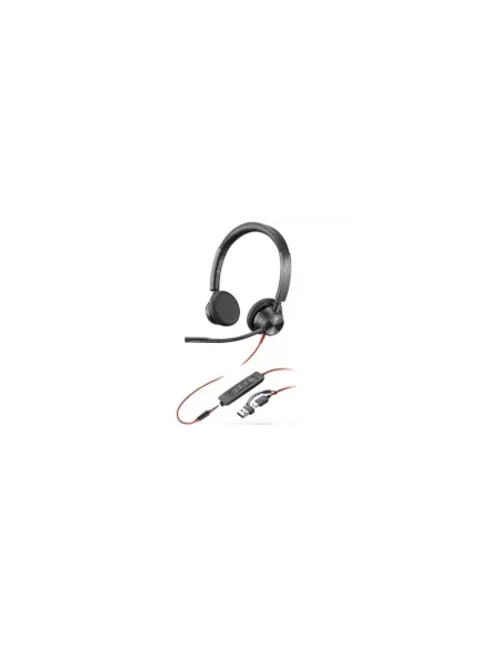 Auriculares Poly Blackwire 3225 para Microsoft Teams + 3.5 mm + Adaptador USB-C/A/ con Micrófono/ Jack 3.5 - USB Tipo-C/ Negros