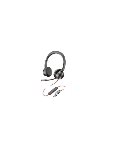 Auriculares Poly Blackwire 8225 para Microsoft Teams + Adaptador USB-C/A/ con Micrófono/ USB Tipo-C/ Negros