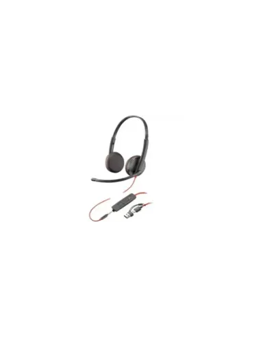 Auriculares Poly Blackwire 3225 + 3.5 mm + Adaptador USB-C/A/ con Micrófono/ Jack 3.5 - USB Tipo-C/ Bulk/ Negros