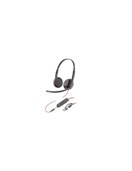 Auriculares Poly Blackwire 3225 + 3.5 mm + Adaptador USB-C/A/ con Micrófono/ Jack 3.5 - USB Tipo-C/ Bulk/ Negros