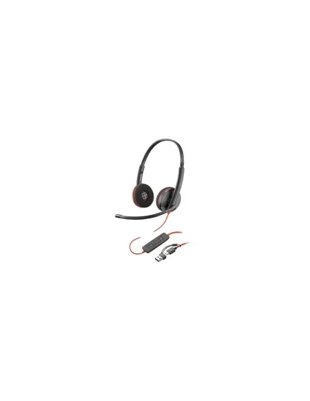 Auriculares Poly Blackwire 3220 + Adaptador USB-C/A/ con Micrófono/ USB Tipo-C/ Bulk/ Negros