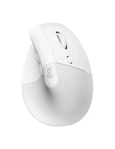 Mouse raton vertical logitech lift para mac 6 botones 4000 dpi wireless inalambrico blanco hueso