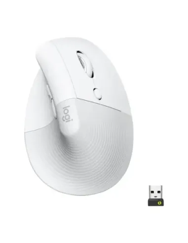 Mouse raton vertical logitech lift for business 6 botones 4000 dpi wireless inalambrico blanco hueso