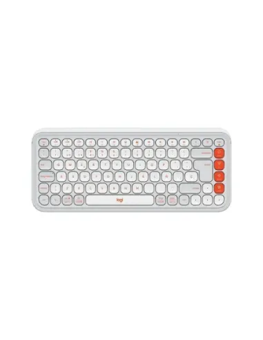 Teclado logitech pop icon keys inalambrico blanco - naranja