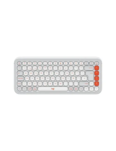 Teclado logitech pop icon keys inalambrico blanco - naranja