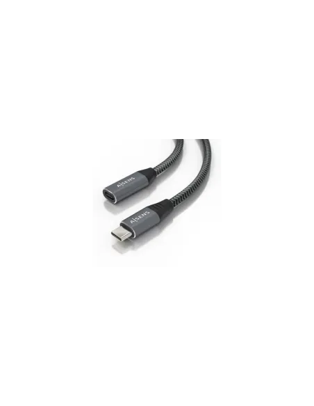 Cable Alargador USB 3.2 Aisens A107-0636/ USB Tipo-C Macho - USB Tipo-C Hembra/ Hasta 100W/ 20Gbps/ 2m/ Gris