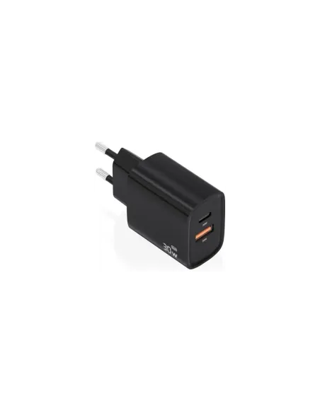 Cargador de Pared GaN Aisens A110-0953/ 1xUSB Tipo-C/ 1xUSB/ 30W/ Negro