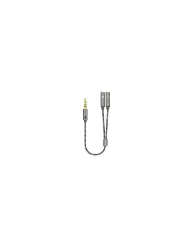 Cable Estéreo Aisens A128-0415/ Jack 3.5 Macho - 2x Jack 3.5 Hembra/ 25cm/ Gris