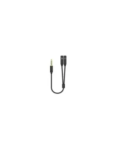 Cable Estéreo Aisens A128-0416/ Jack 3.5 Macho - 2x Jack 3.5 Hembra/ 25cm/ Negro