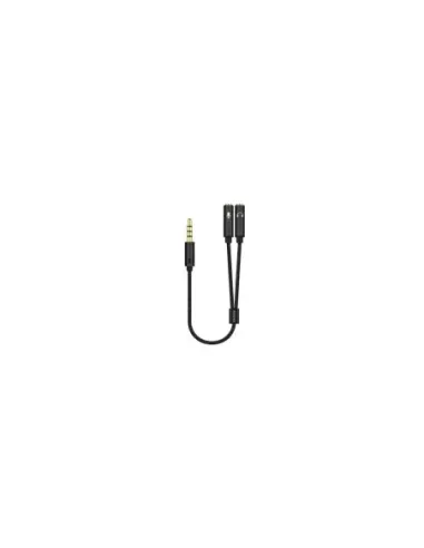 Cable Estéreo Aisens A128-0416/ Jack 3.5 Macho - 2x Jack 3.5 Hembra/ 25cm/ Negro