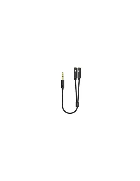 Cable Estéreo Aisens A128-0416/ Jack 3.5 Macho - 2x Jack 3.5 Hembra/ 25cm/ Negro