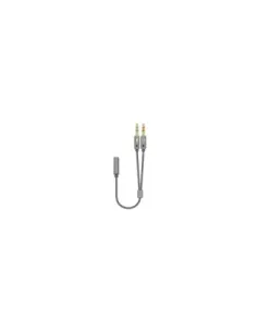 Cable Estéreo Aisens A128-0417/ Jack 3.5 Hembra - 2x Jack 3.5 Macho/ 25cm/ Gris