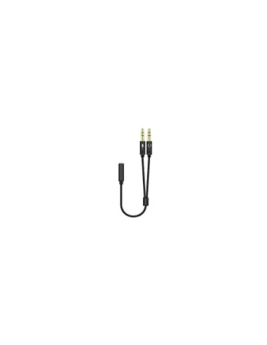 Cable Estéreo Aisens A128-0418/ Jack 3.5 Hembra - 2x Jack 3.5 Macho/ 25cm/ Negro
