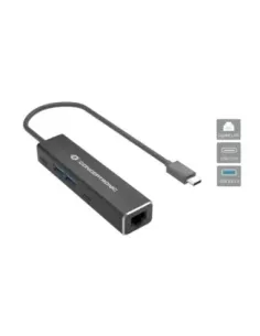 Adaptador usb tipo c a rj45 conceptronic macho - hembra + hub 4 en 1