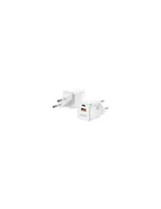 Cargador de Pared GaN Aisens ASCH-20W2P002-W/ 1xUSB Tipo-C/ 1xUSB/ 20W