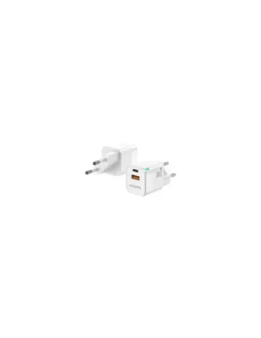 Cargador de Pared GaN Aisens ASCH-20W2P002-W/ 1xUSB Tipo-C/ 1xUSB/ 20W