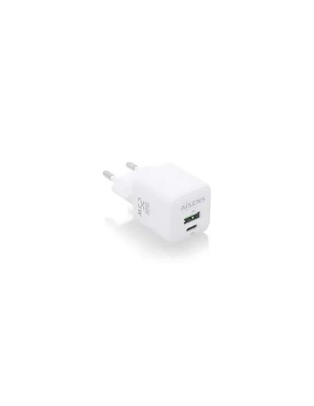 Cargador de Pared GaN Aisens ASCH-25W2P014-W/ 1xUSB Tipo-C/ 1xUSB/ 25W