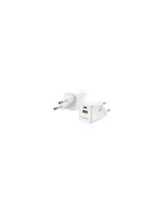 Cargador de Pared GaN Aisens ASCH-30W2P004-W/ 1xUSB Tipo-C/ 1xUSB/ 30W