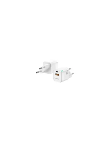 Cargador de Pared GaN Aisens ASCH-30W2P004-W/ 1xUSB Tipo-C/ 1xUSB/ 30W