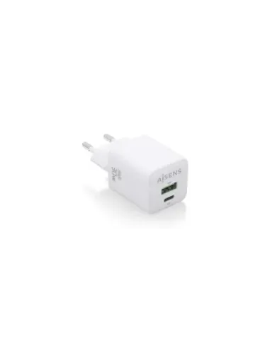 Cargador de Pared GaN Aisens ASCH-30W2P037-W/ 1xUSB Tipo-C/ 1xUSB/ 30W