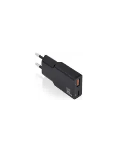 Cargador de Pared GaN Aisens ASCH-30W2P047-BK/ 1xUSB Tipo-C/ 1xUSB/ 30W/ Negro