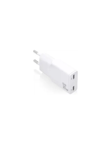 Cargador de Pared GaN Aisens ASCH-30W2P048-W/ 2xUSB Tipo-C/ 30W/ Blanco