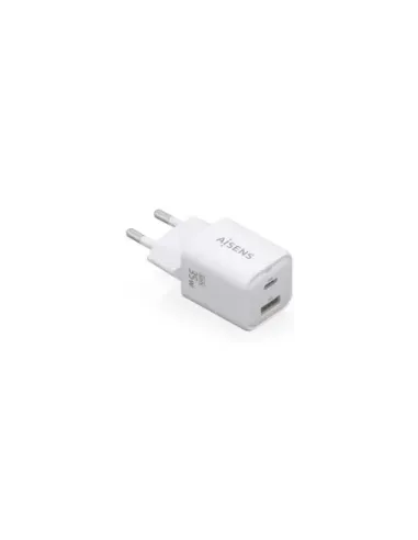 Cargador de Pared GaN Aisens ASCH-35W2P024-W/ 1xUSB Tipo-C/ 1xUSB/ 35W