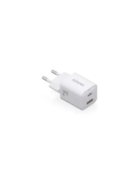 Cargador de Pared GaN Aisens ASCH-35W2P024-W/ 1xUSB Tipo-C/ 1xUSB/ 35W