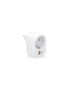 Enchufe Aisens ASPS-1A1C06-W/ 1 Toma de Corriente/ 1 USB Tipo-C PD/ 1 USB/ Blanco