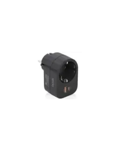 Enchufe Aisens ASPS-1A1C07-BK/ 1 Toma de Corriente/ 1 USB Tipo-C PD/ 1 USB/ Negro