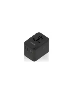 Cargador de Pared Universal GaN para Viaje Aisens ASPS-2A2C08-BK/ Toma de Corriente Universal/ 2xUSB Tipo-C/ 2xUSB/ 25W