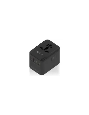 Cargador de Pared Universal GaN para Viaje Aisens ASPS-2A2C08-BK/ Toma de Corriente Universal/ 2xUSB Tipo-C/ 2xUSB/ 25W