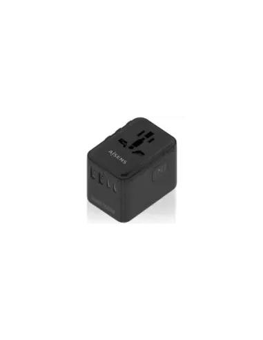 Cargador de Pared Universal GaN para Viaje Aisens ASPS-2A3C09-BK/ Toma de Corriente Universal/ 3xUSB Tipo-C/ 2xUSB/ 35W