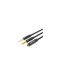 Cable Estéreo Vention BBTBY/ 2x Jack 3.5 Macho - Jack 3.5 Hembra/ 30cm/ Negro